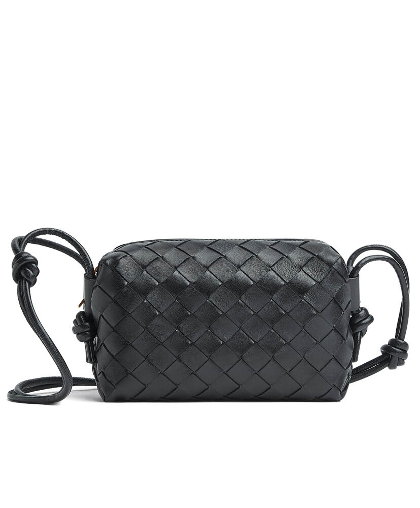 Bottega Veneta Loop Leather Cross Body Mini Bag Black